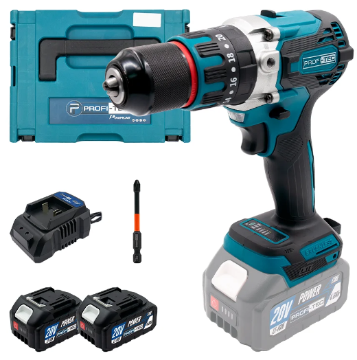 Акумуляторний дриль-шуруповерт PROFI-TEC DHP485BL POWERLine (2×PT2040MP (4.0 Аг), зарядний пристрій)